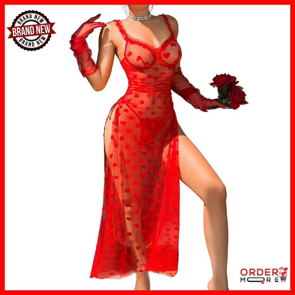 Sheer Ruched Maxi Dress with Underwire, Adjustable Straps, High Slit